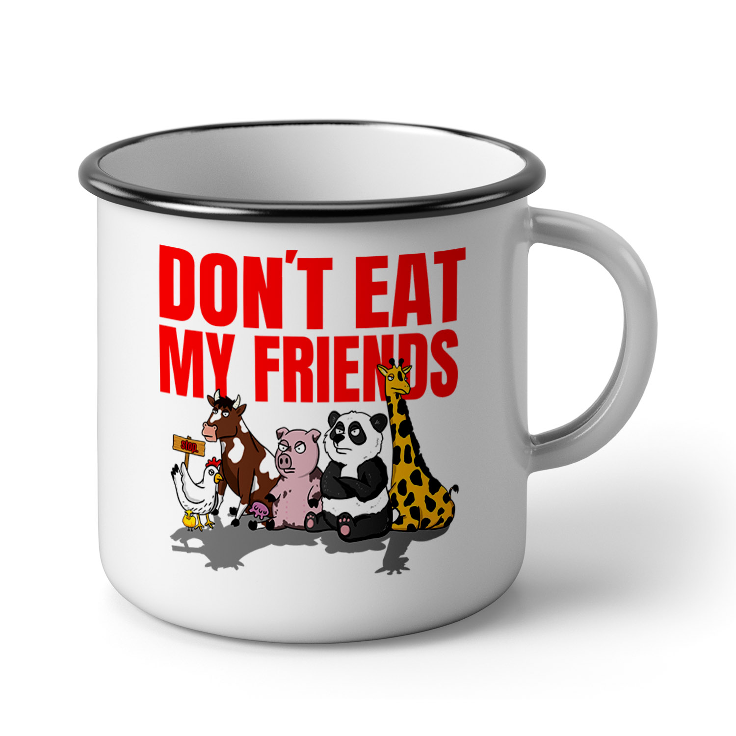 Emaille-Becher »Don´t eat my friends«