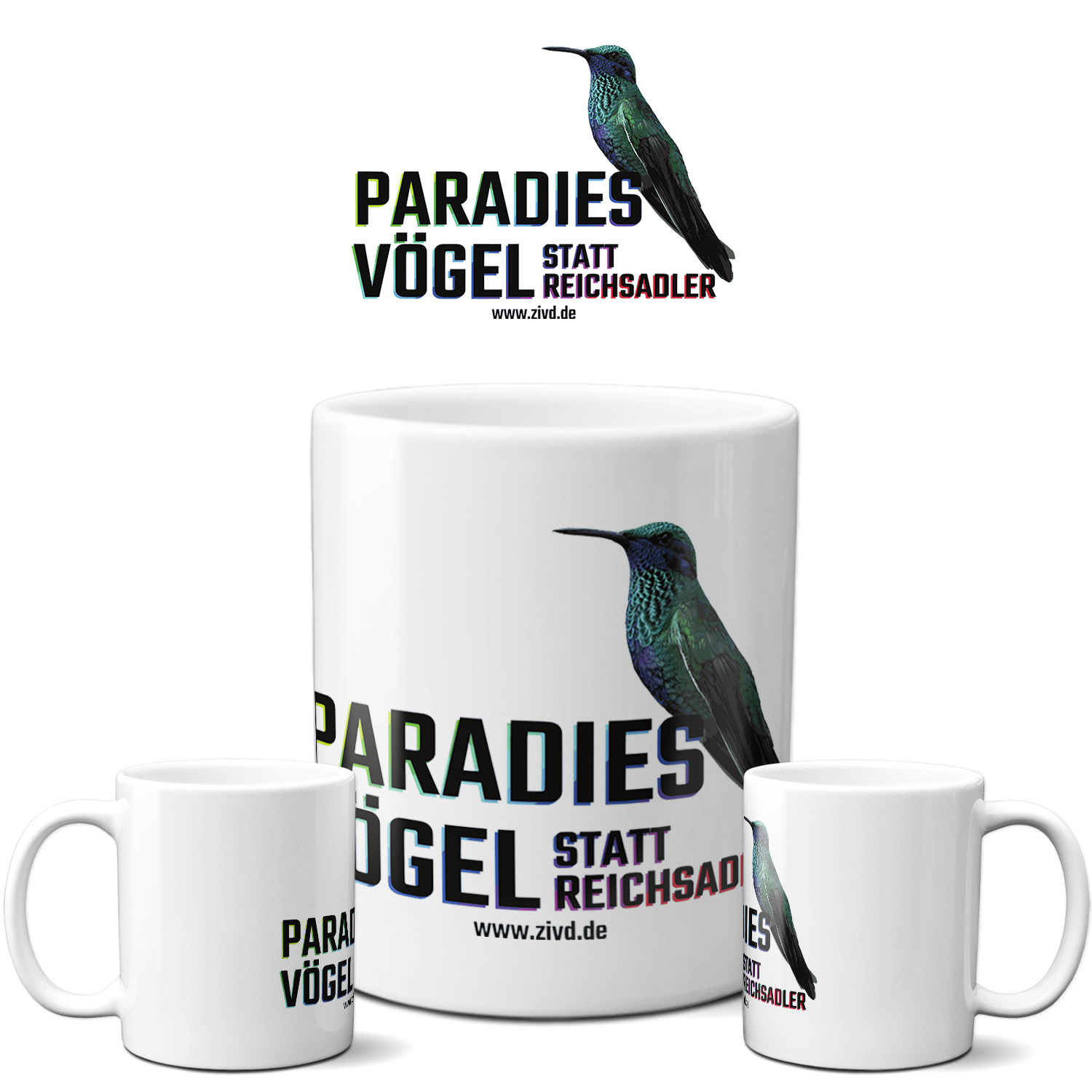 Tasse »Paradiesvögel statt Reichsadler«